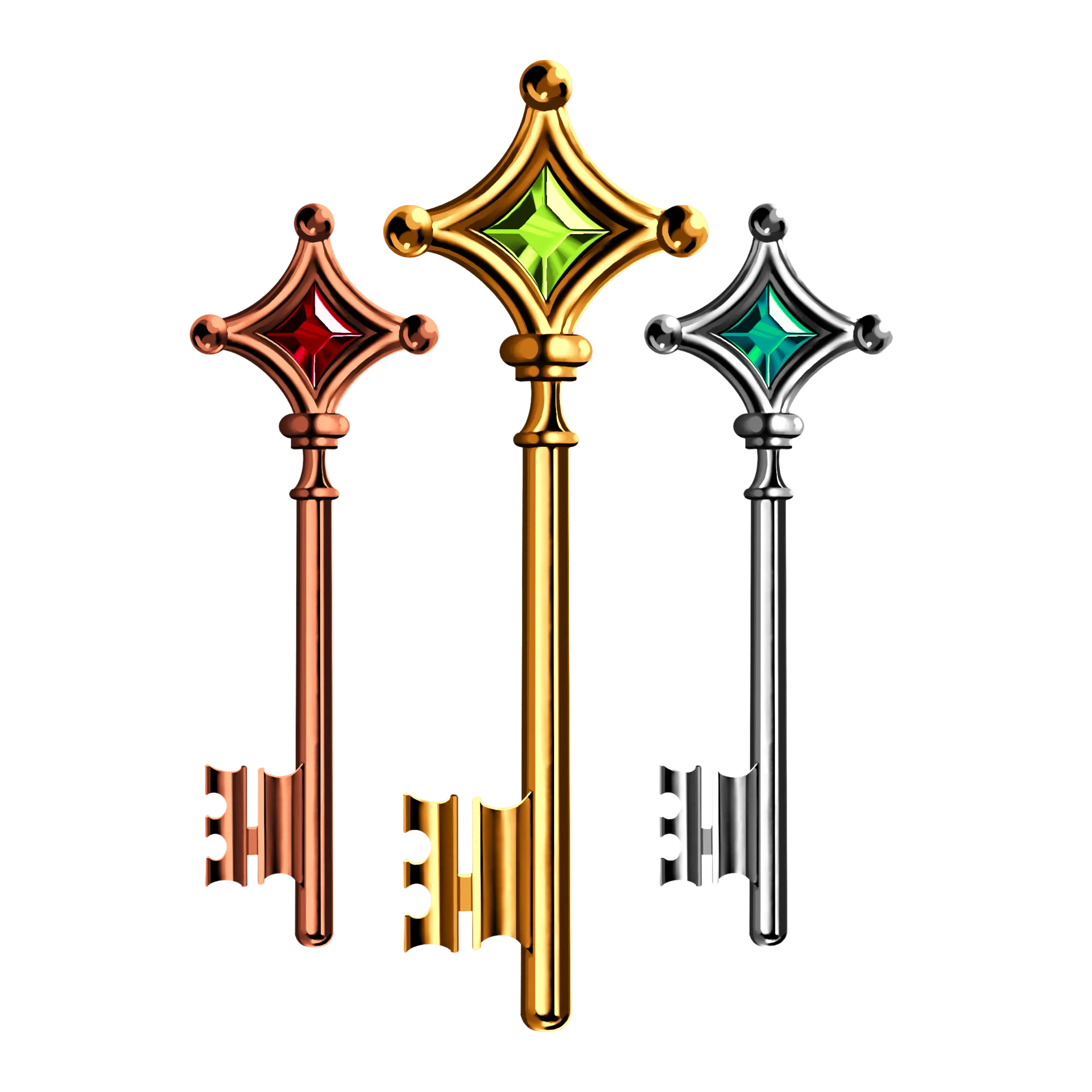 Three drawn keys for the price tiers